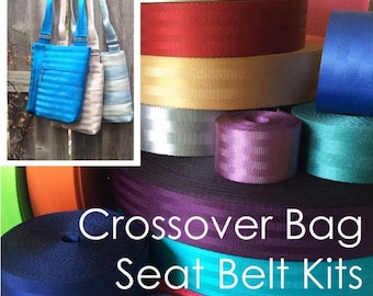 KIT - Crossover Seat Belt Bag, you pick colors, sewing kit, seatbelt purse, crossbody, diy, personalized, tote, webbing,