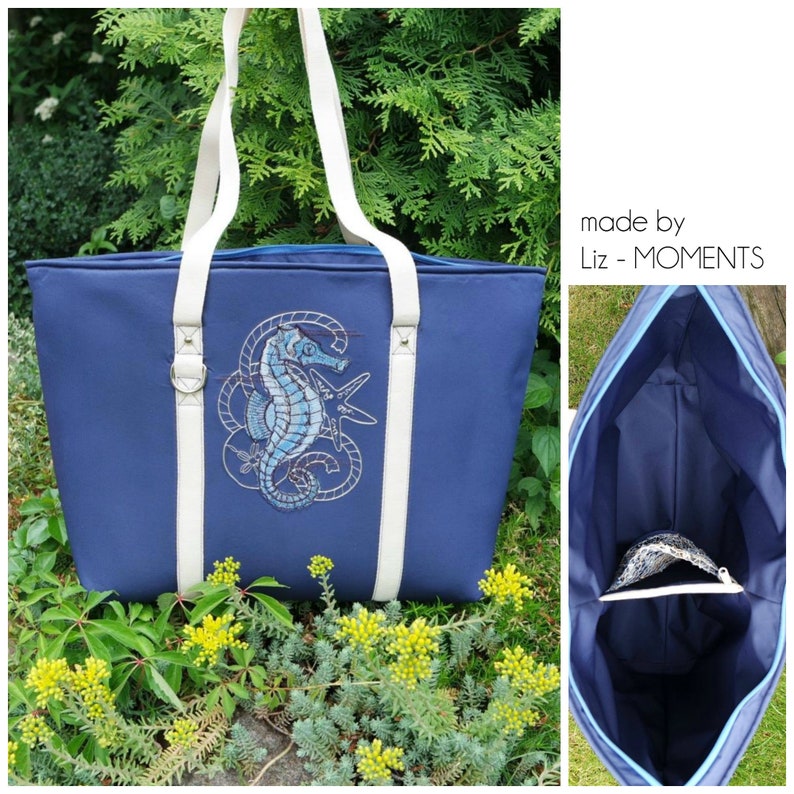 Sewing Pattern: Digital, Motherload Tote, shoe compartment, yoga strap, travel,beach, gym tote, organizer, zipped coin pocket, workout, image 9