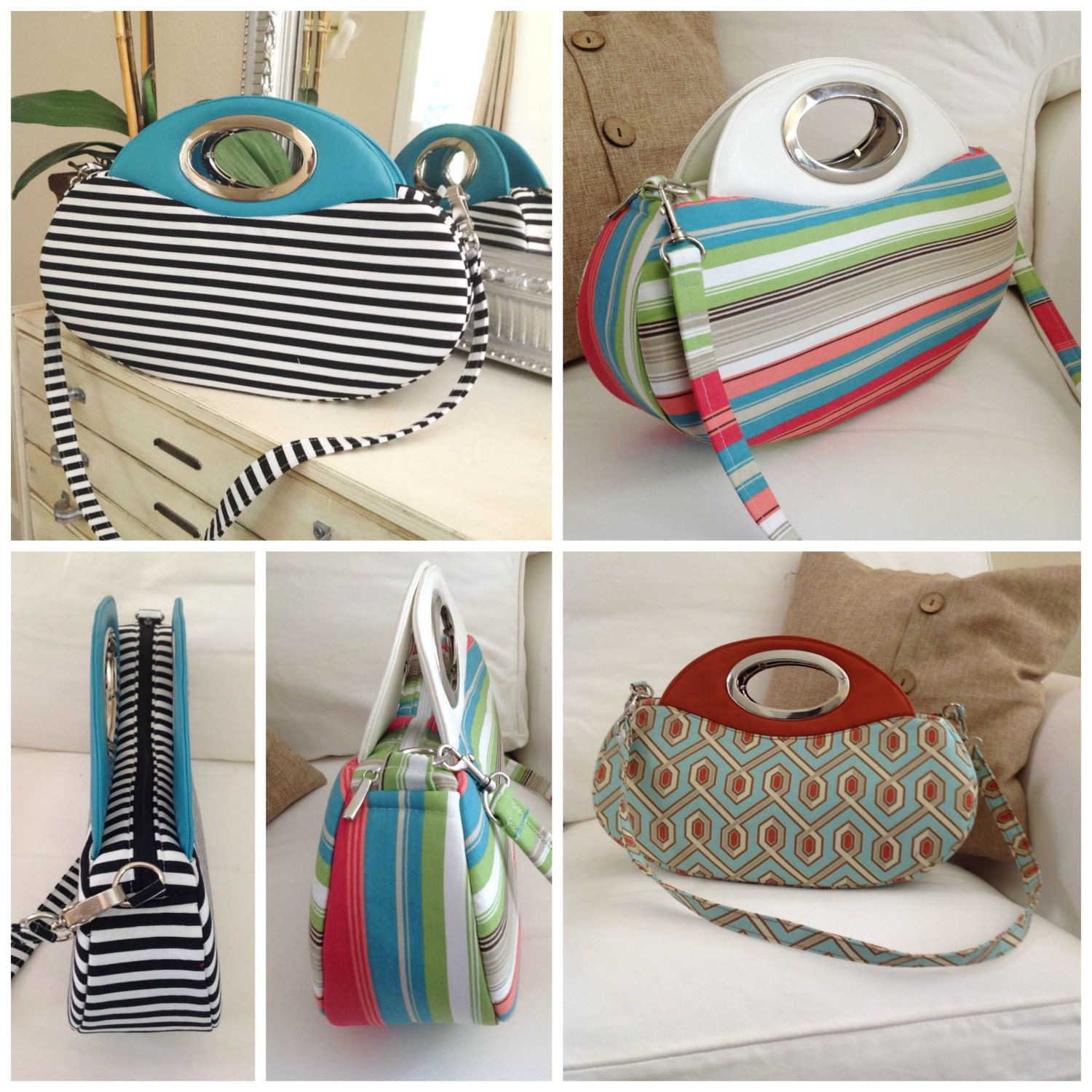 Sewing Pattern PAPER version Layla Bag shoulder bag handbag oval bag purse strap hardware grommet handles Etsy