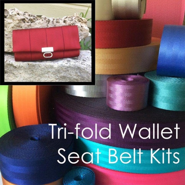 KIT - Tri-Fold Wallet Seat Belt Webbing Kit, sewing, seatbelt, diy, billfold,
