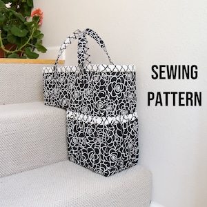 SEWING PATTERN - Stair Basket, organization, DIGITAL - basket, storage, staircase, tote, box, plastic canvas, safety, download, pdf, bin,