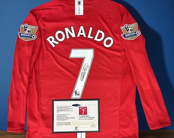Souvenirs de football Maillot rétro Man United 07/08 signé Ronaldo - COA (lire la description)