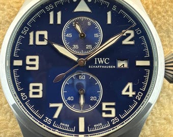 Vintage IWC PORTUGIESER 7 Days Power Reserve Automatic Blue Dial, Brown Leather Strap, Silver Case, Date Working, Men's Wristwatch