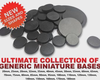Generic Miniature Bases for Tabletop Wargaming - Round & Square 3D Printed PLA