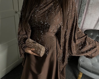 Embellished Butterfly Abaya with Hijab and Belt, Eid Outfit