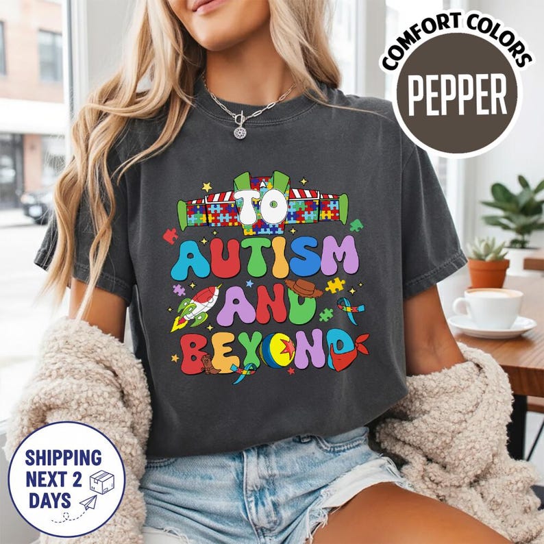 To Autism and Beyond T-shirt, Toy Story Autism Awareness shirt, Buzz Lightyear Autism Shirt, Puzzle Piece T-shirt, Family Trip shirts Bild 3