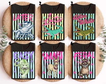 Funny Later Gator, Racoon Crocodile T-Shirt, Trendy Apparel, Preppy Coquette Striped Funny Graphic, Later Gator Tee, Teacher Team Shirt