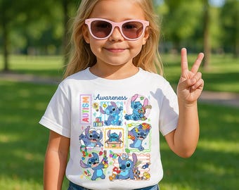 Stitch Blue Autism Shirt, In April We Wear Blue Shirt, Autism Awareness Shirt, Special Education Tee, Disneyland Autism Shirt, Gift For Son