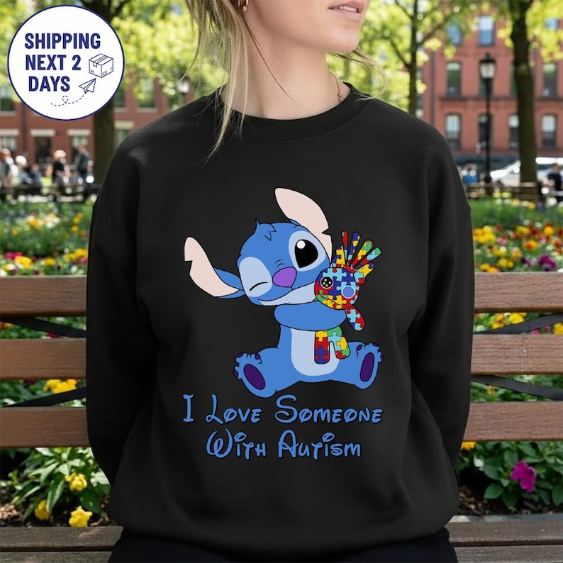 Stitch I Love Someone With Autism Shirt, Lilo and Stitch Autism Awareness Shirt, Disneyland Stitch Autism Pride Tee, Autism Tee Gift For Son immagine 3