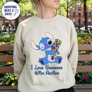Stitch I Love Someone With Autism Shirt, Lilo and Stitch Autism Awareness Shirt, Disneyland Stitch Autism Pride Tee, Autism Tee Gift For Son immagine 8