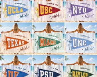 College Pennant Beach Towel, Personalized High School Graduation Gift, School Banner School Spirit Beach Towel, University Graduation Gift