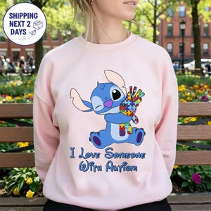 Stitch I Love Someone With Autism Shirt, Lilo and Stitch Autism Awareness Shirt, Disneyland Stitch Autism Pride Tee, Autism Tee Gift For Son immagine 7