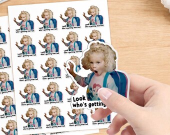 Look Who's Getting Married Stickers, Custom Married Photo Stickers, Wedding Photo Announcement Vinyl Decal, 2026 Funny Face Sticker