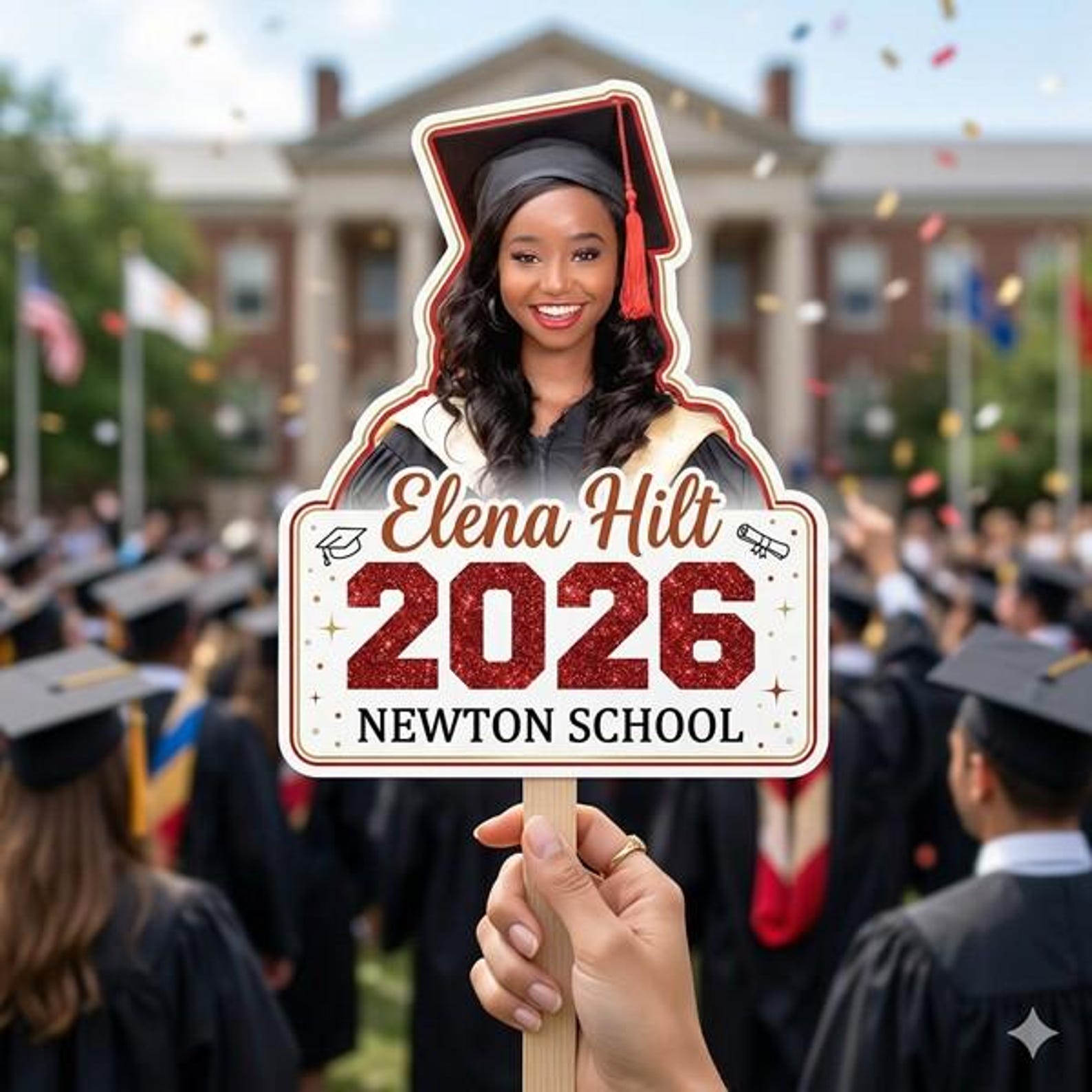 Custom Photo Graduation Fan Hand Sign Gift, Class of 2026 Senior Prop ...