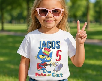 Custom Birthday Cool Cat TShirt, Pete The Cat Shirt, Family Matching Birthday Shirt, Children's Book Birthday Tshirt, Mental Health Gift Tee