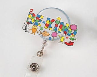 Dr. S Autism Awareness, Teacher Badge Reel, Dr. S Children Book, Teacher Appreciation, Be Kind, Cat In The Hat Badge Reel Accessory