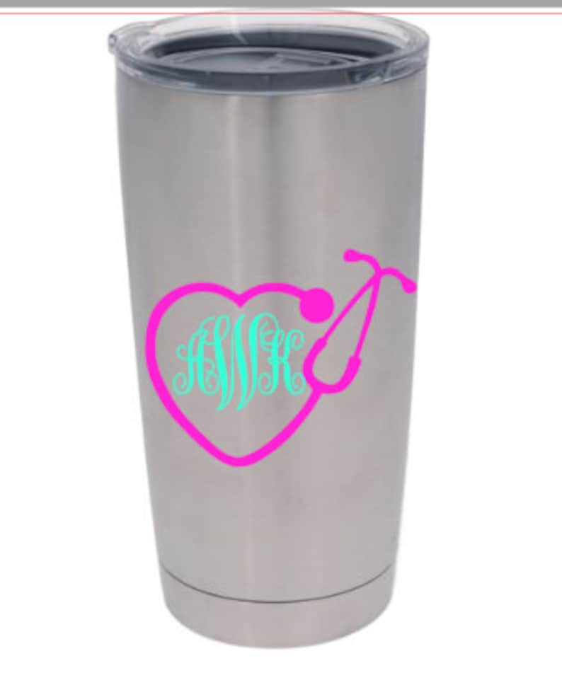 Monogram Yeti Cup Decal for Nurses Etsy