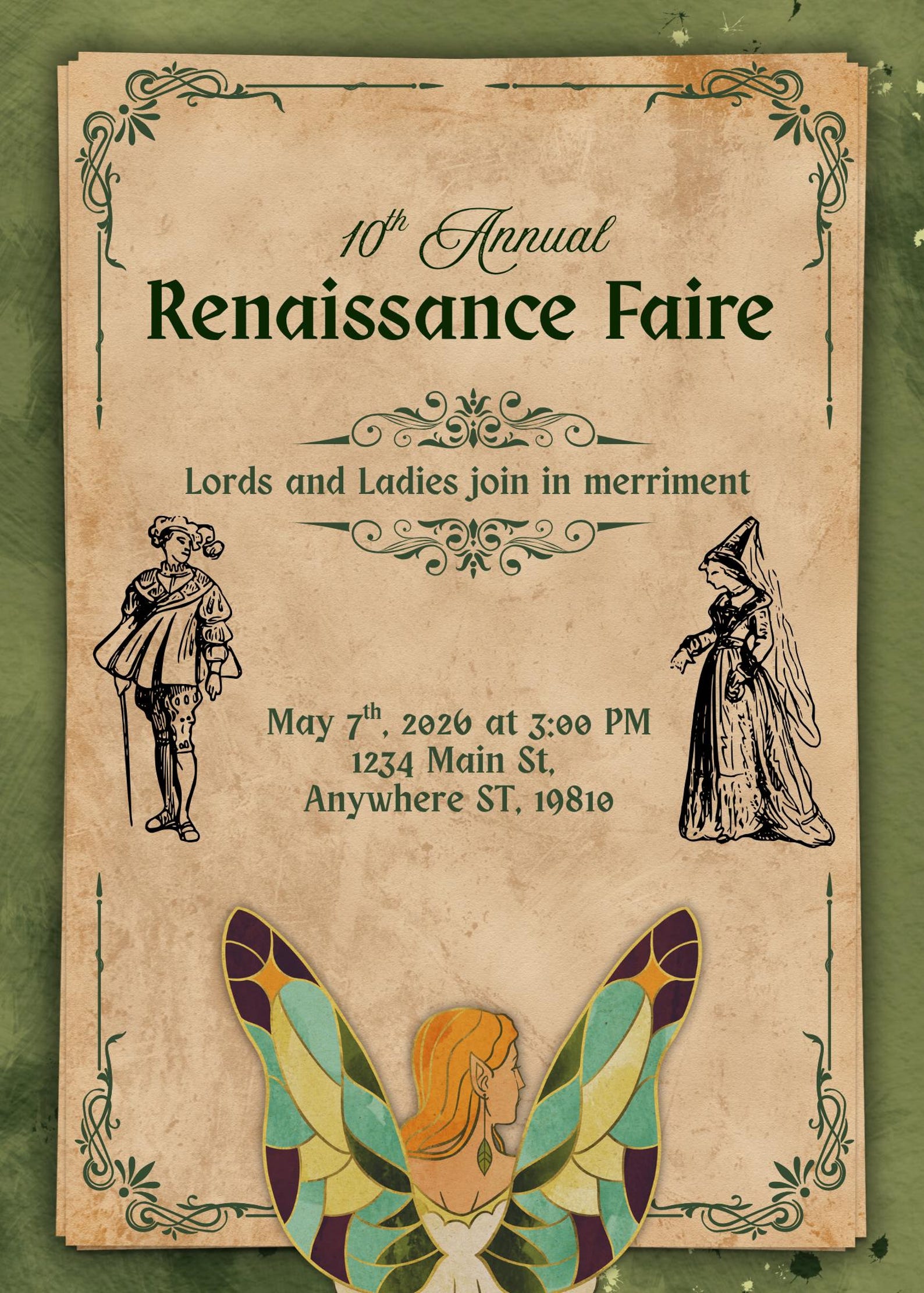 Renaissance Faire Invitation Template- Digital - Etsy