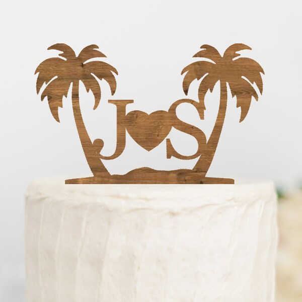 Beach wedding cake topper / Custom Mr and Mrs cake topper / Destination wedding decor / Tropical wedding cake topper