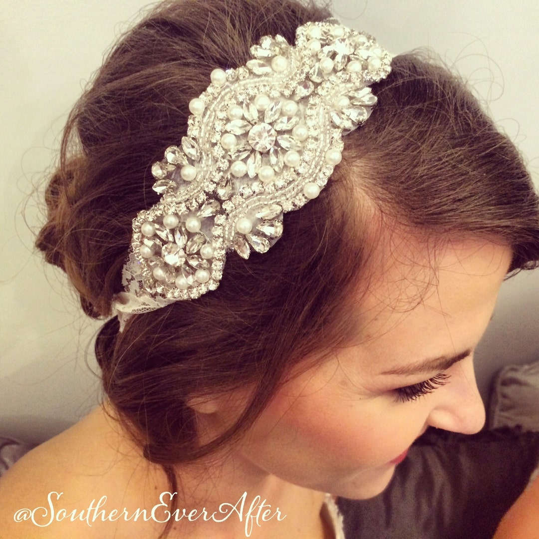 Rhinestone and Pearl Beaded Hair Piece / AS SEEN in the Not Etsy