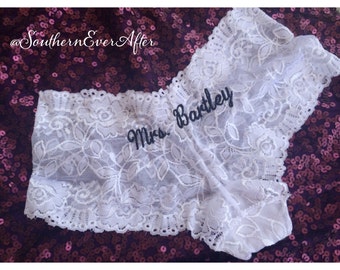 MONOGRAMMED BRIDAL PANTIES / Something Blue Lingerie / Honeymoon Shower / Bridal Shower