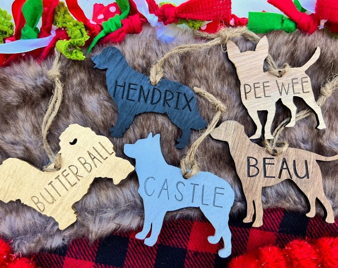 PERSONALIZED DOG ORNAMENT with name Wood Ornament / Dog gift / Dog Lover / Gift for Dog / New Dog / Custom Dog Ornament / Dog Adoption
