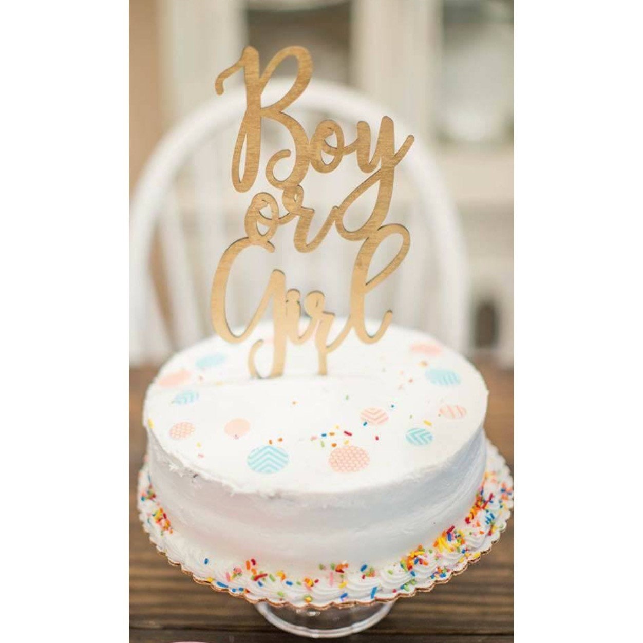 GENDER REVEAL Cake Topper / Boy or Girl Cake Topper / Wood