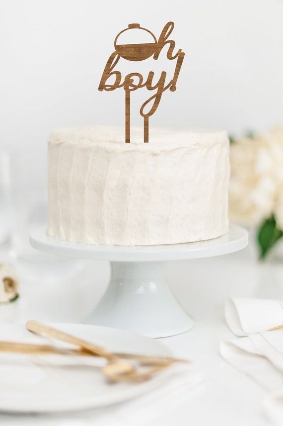 OH BOY Fishing Bobber BABY Shower Topper / Gender Reveal Cake