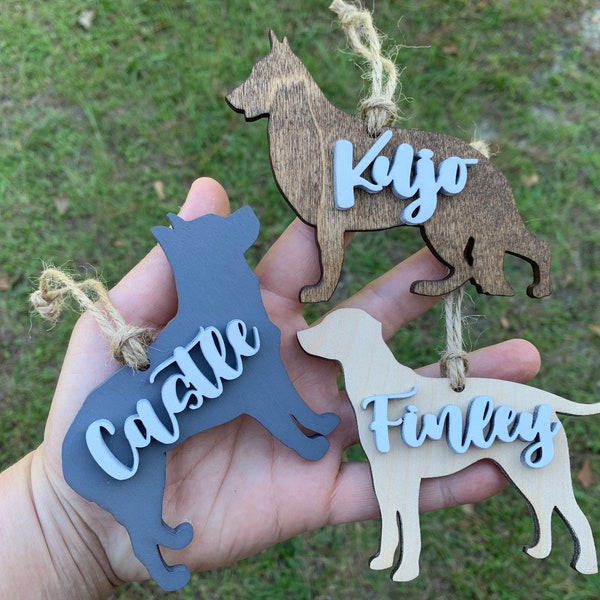 PERSONALIZED DOG ORNAMENT with name Wood Ornament / Dog gift / Dog Lover / Gift for Dog / New Dog / Custom Dog Ornament / Dog Adoption