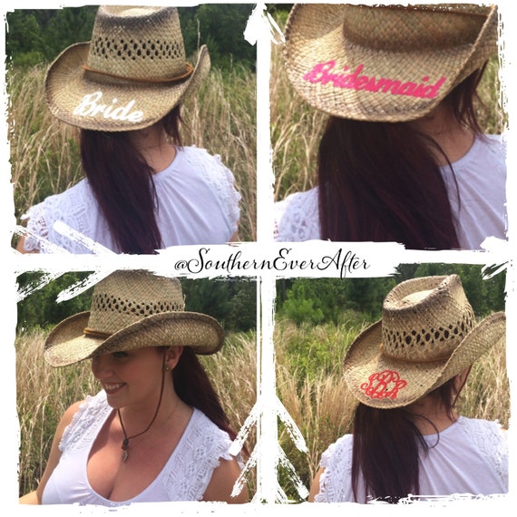 MONOGRAMMED COWGIRL HAT / Bachelorette Party Gift / Bride /