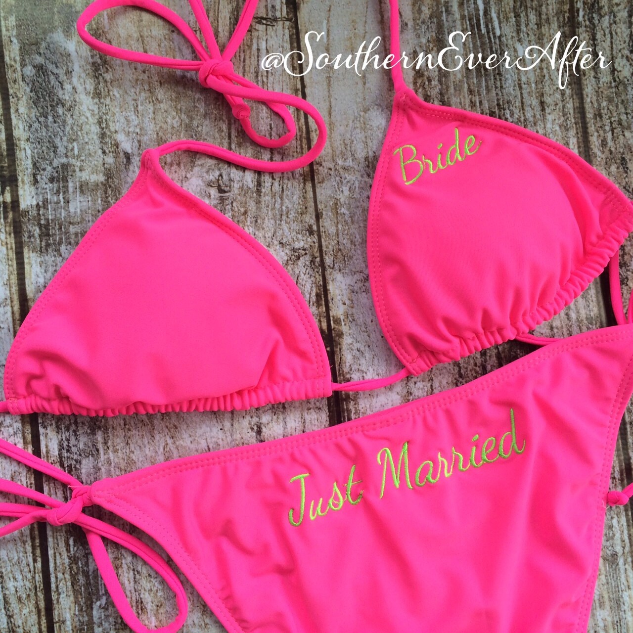 MONOGRAMMED BRIDAL BIKINI / Just Married Honeymoon Swim Suit / Bridal