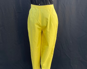 Vintage 1950s 50s Yellow high waisted cigarette pants