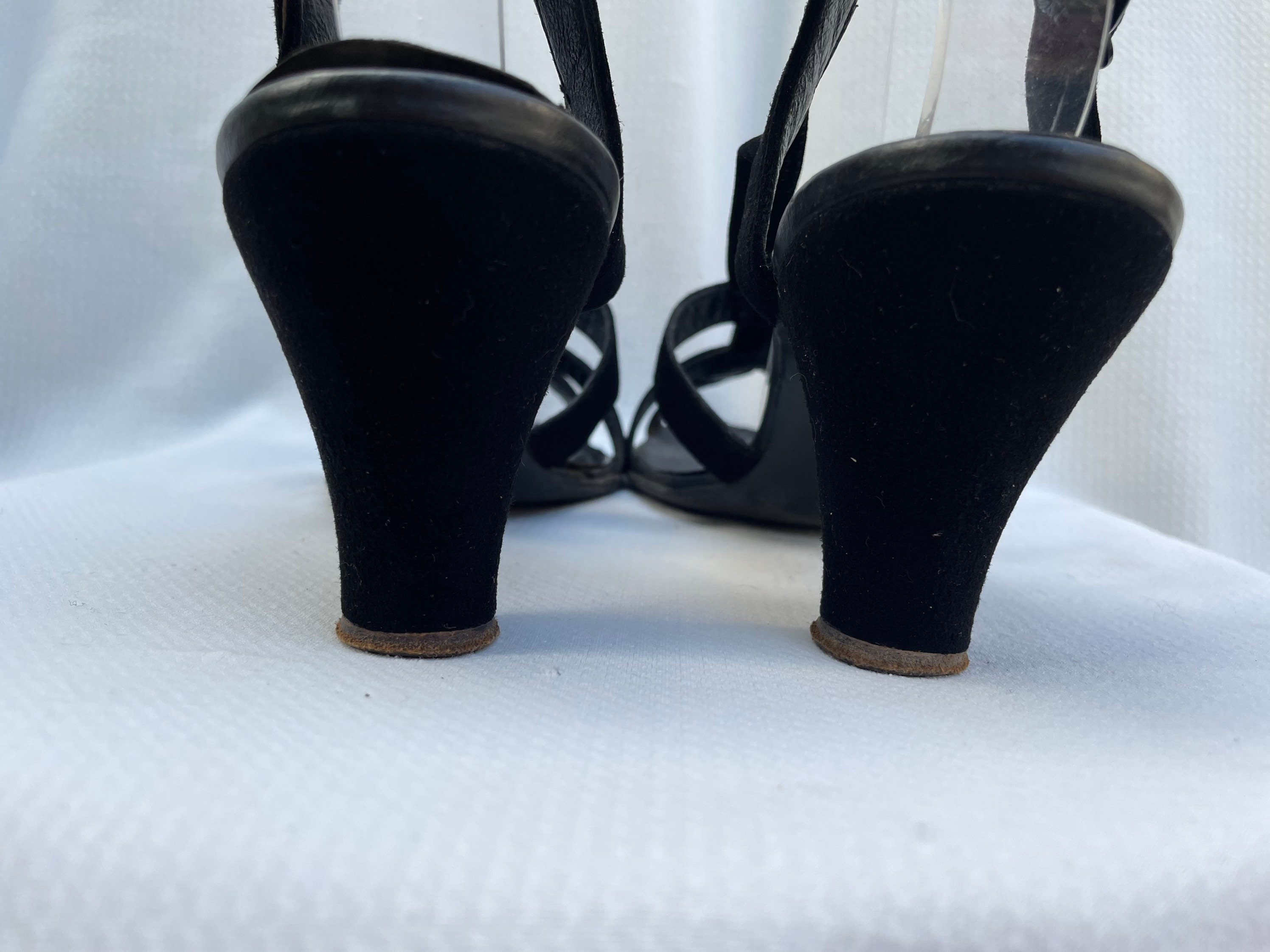 Vintage Deliso Debs 1950s Black Velvet Caged Sling Back Heels - Etsy