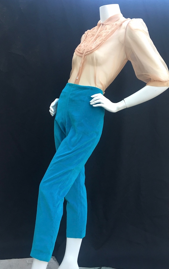 Vintage 1950s 50s Turquoise blue velvet cigarette