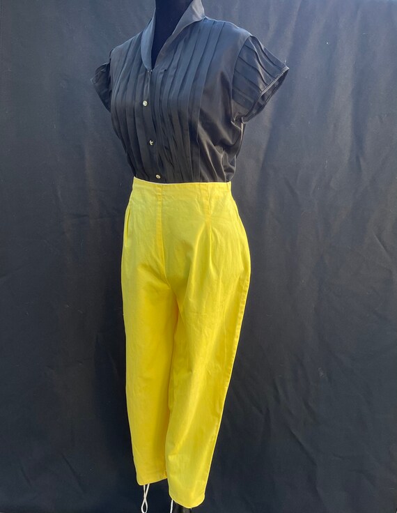 Vintage 1950s 50s Yellow high waisted cigarette p… - image 2