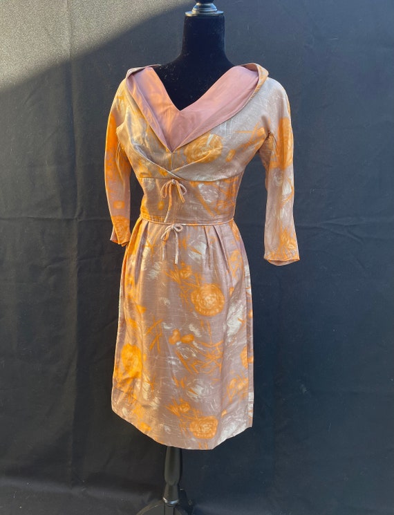 Vintage Harvest! 1950s 50s Orange Mauve rose Shel… - image 2