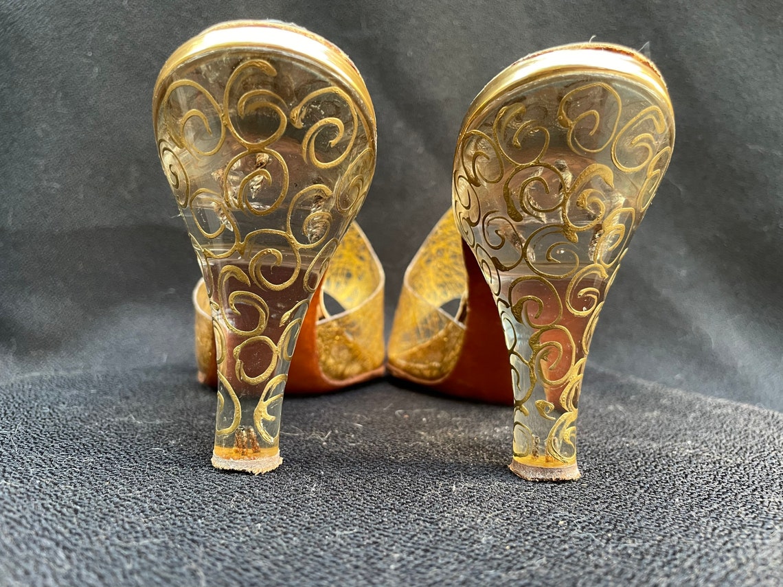 1950s Widows Peak Gold Swirl Confetti Lucite Springolators - Etsy