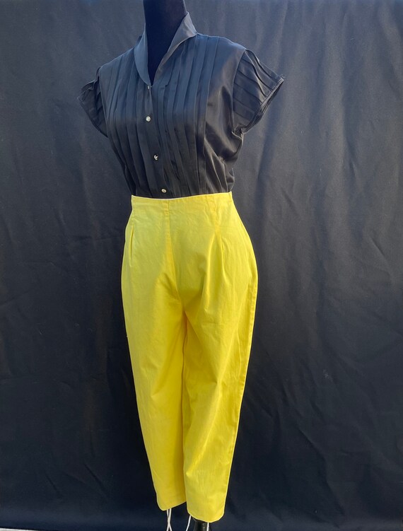 Vintage 1950s 50s Yellow high waisted cigarette p… - image 3