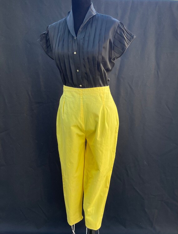 Vintage 1950s 50s Yellow high waisted cigarette p… - image 1