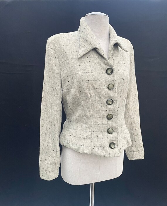 Vintage 1950s textured grey fleck suit jacket - image 2