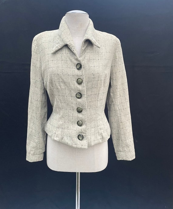 Vintage 1950s textured grey fleck suit jacket - image 1