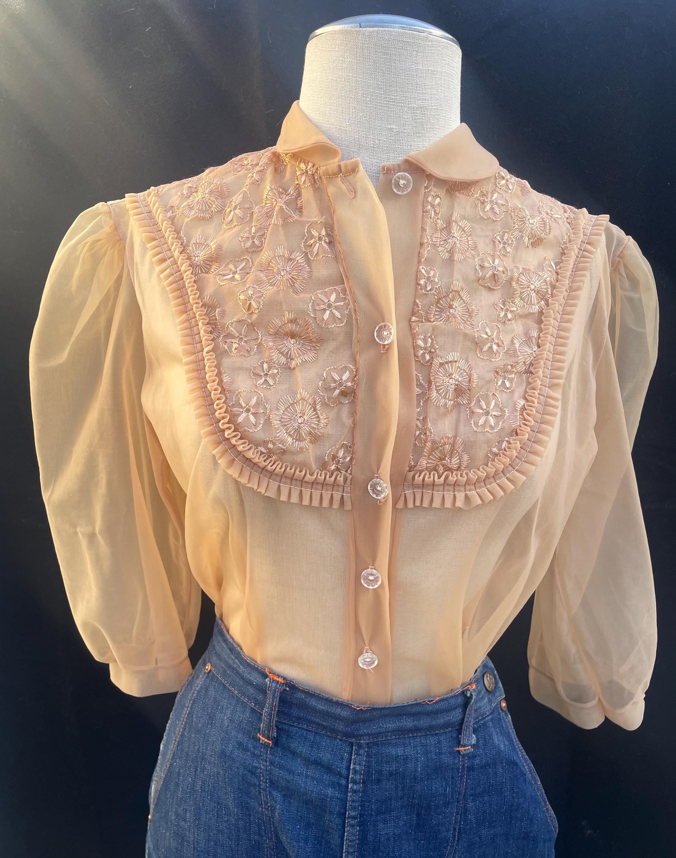 Vintage 50s Ruffle Blouse - Etsy