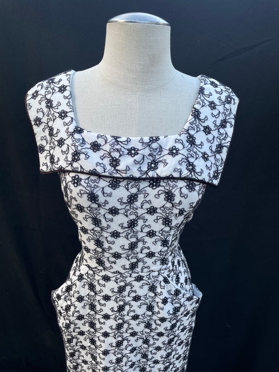 Vintage 1950s black white rhinestone embroidered … - image 6