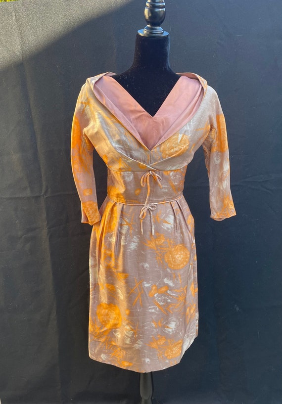 Vintage Harvest! 1950s 50s Orange Mauve rose Shel… - image 1