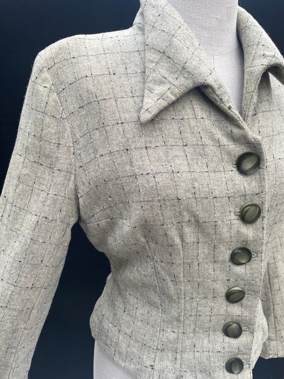 Vintage 1950s textured grey fleck suit jacket - image 9