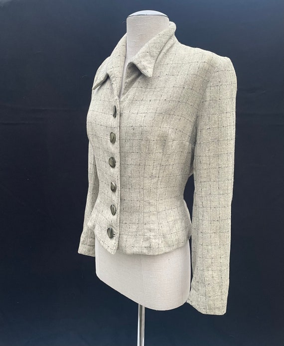 Vintage 1950s textured grey fleck suit jacket - image 3