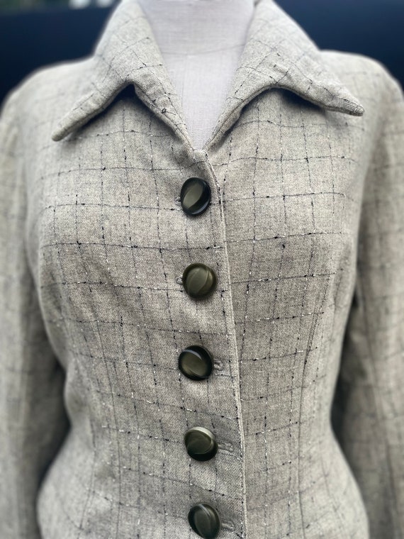 Vintage 1950s textured grey fleck suit jacket - image 6