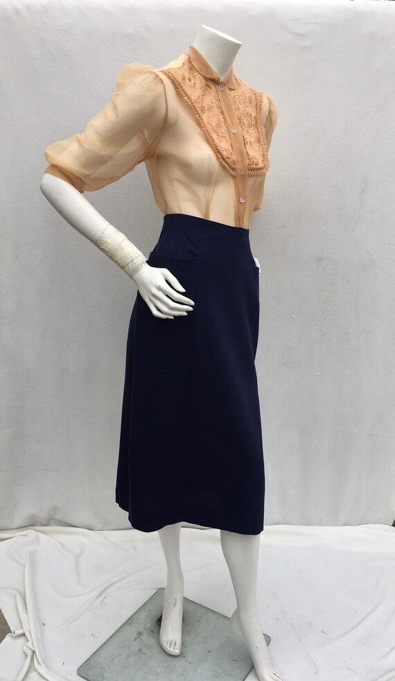 vintage 1940s 1950s front pockets Navy Blue pencil