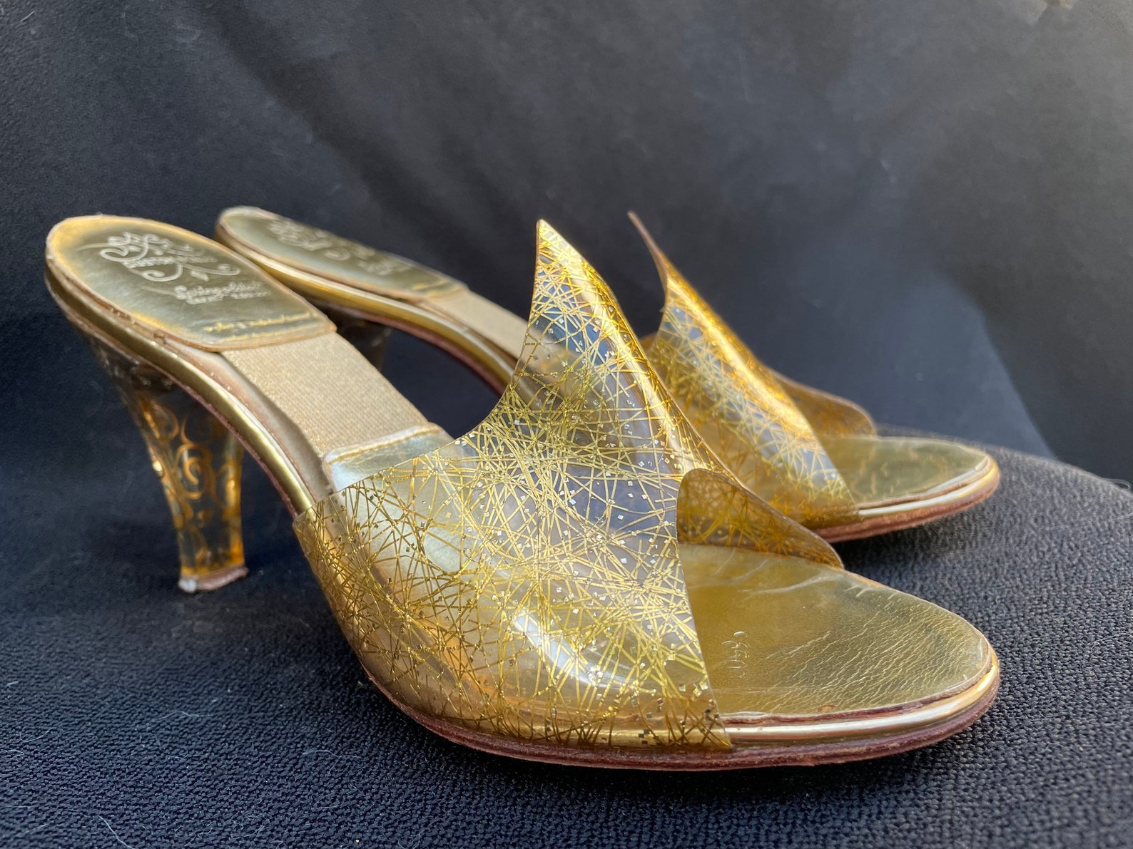 1950s Widows Peak Gold Swirl Confetti Lucite Springolators - Etsy