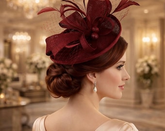 Feathered Fascinator Hat, Elegant Kentucky Derby Hat, Retro Prom Hair Accessory, Tea Party Hat, Suitable For Royal Ascot, Wedding, Races